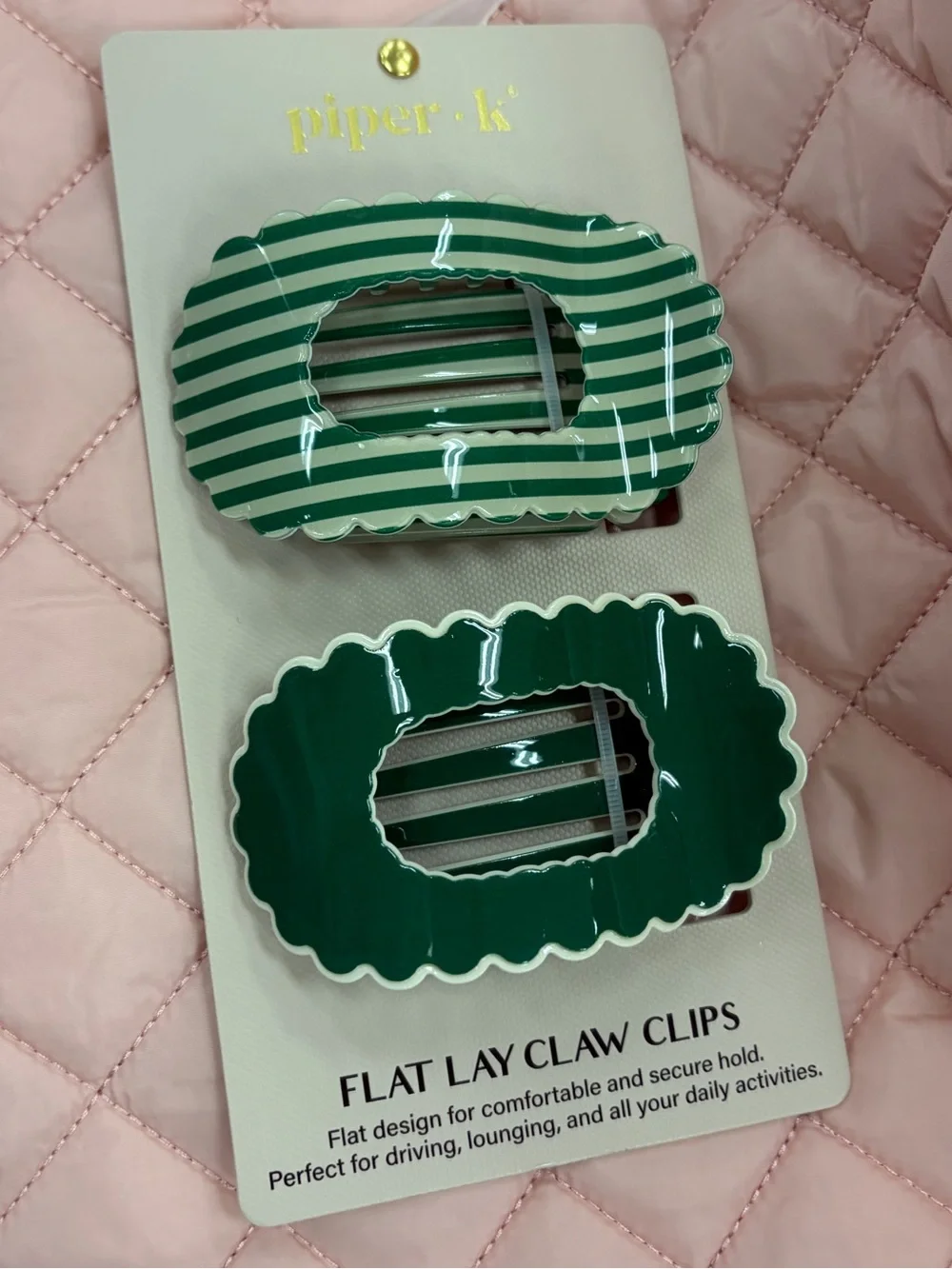 NWT ⚜️💚⚜️ Piper K Green Flat Lay Claw Clips Set of 2